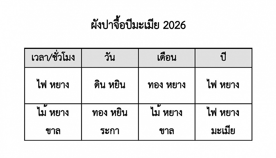 ผังปาจื้อปีมะเมีย 2026 โดย อ.กชกร พรมไชย